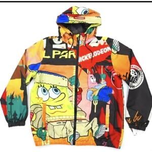 Members Only Jacket Mens Size Small Windbreaker Hooded Nickelodeon SpongeBob Y2K
